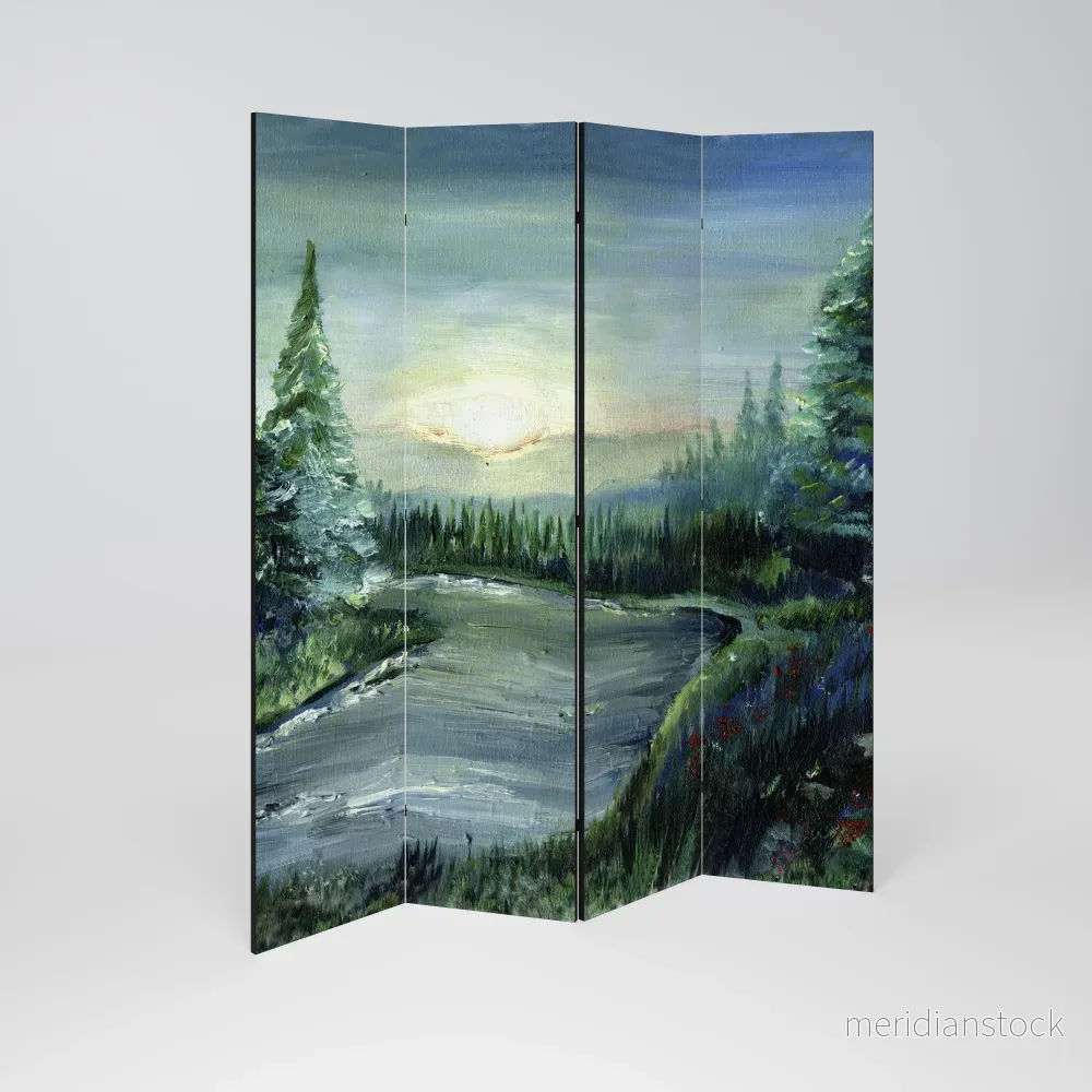 FOREST SUNSET Rumsavdelare 4 paneler - Bild 2
