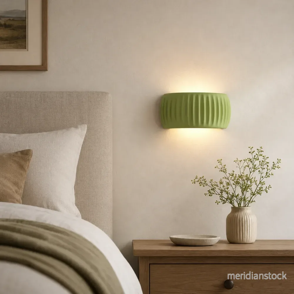 Vägglampa i harts – modern wabi-sabi med plisserad design - Bild 2