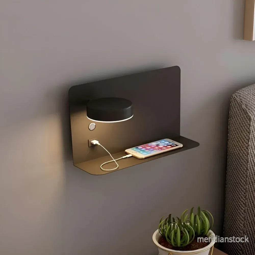 LED-vägglampa med USB-laddare och strömbrytare – GlowPort