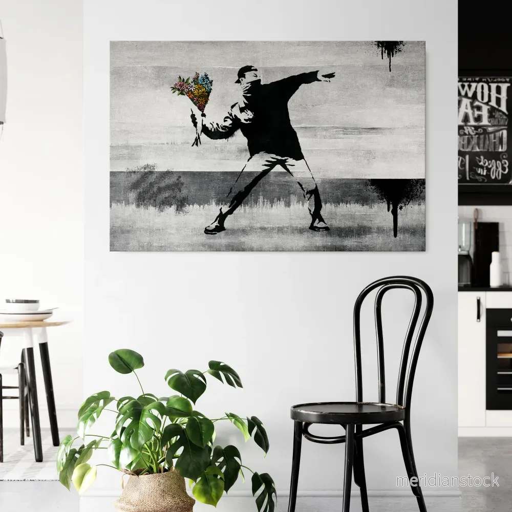 FLOWER BOMBER (BANKSY) Horizontal Canvas Print - Bild 2