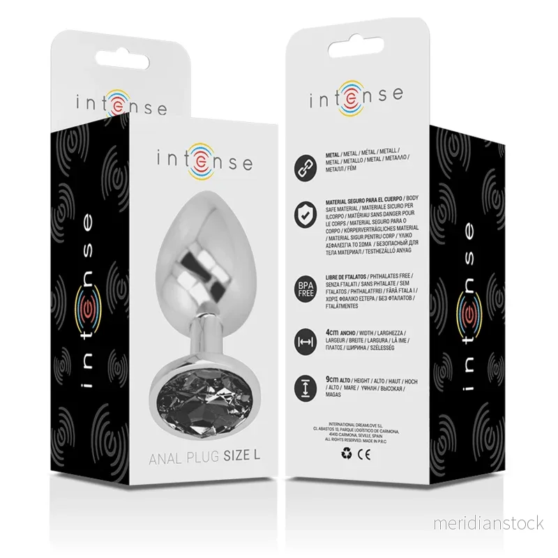 INTENSE - ALUMINUM METAL ANAL PLUG WITH BLACK GLASS SIZE L - Bild 3