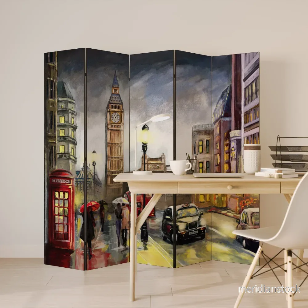 LONDON'S TIMELESS VIBES Dekorativ rumsavdelare – 5 paneler - Bild 3