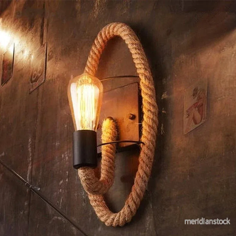 Vintage segelvägglampa – RusticRope
