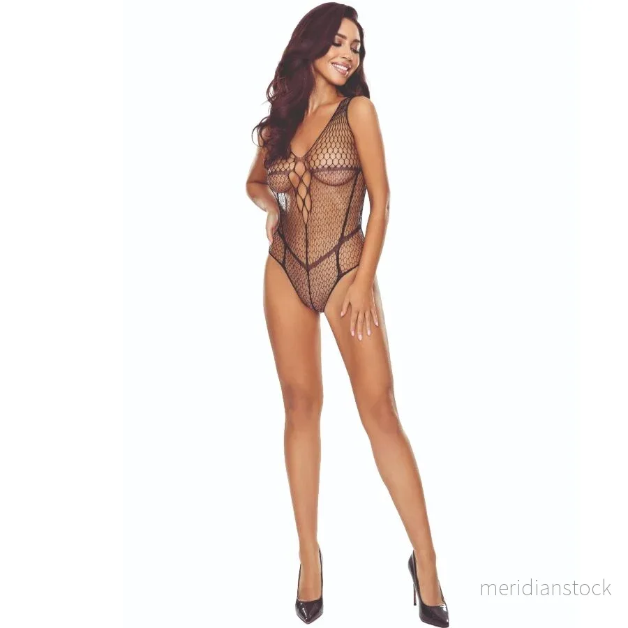 PASSION - BS114 BLACK GRID BODYSTOCKING