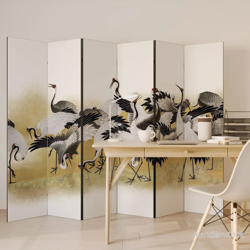JAPANESE FLOCK OF CRANES Rumsavdelare 6 paneler - Bild 3