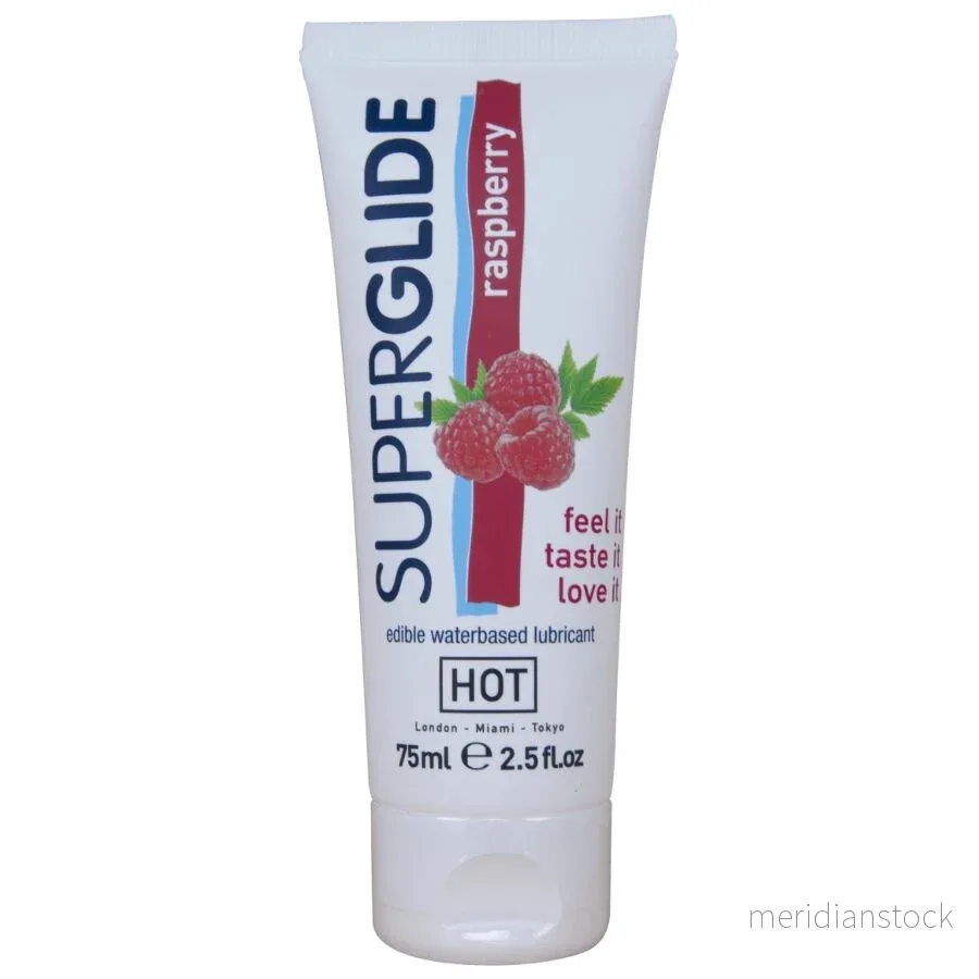 HOT - SUPERGLIDE EDIBLE LUBRICANT WATERBASED RASPBERRY 75 ML