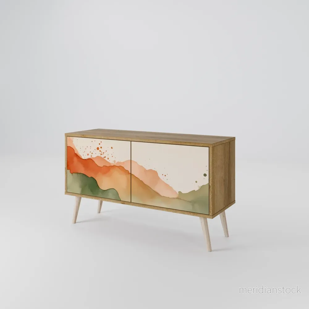 WATERCOLOUR PEAKS Kompakt TV-bänk med 2 dörrar WATERCOLOUR PEAKS Kompakt TV-bänk med 2 dörrar
