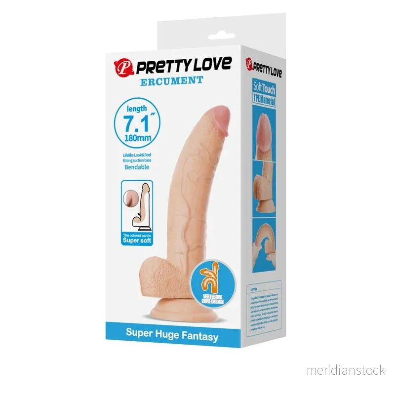 PRETTY LOVE - ELLCUMENT REALISTIC FLEXIBLE DILDO 18 CM Ø 4.5 CM TPE NATURAL - Bild 3