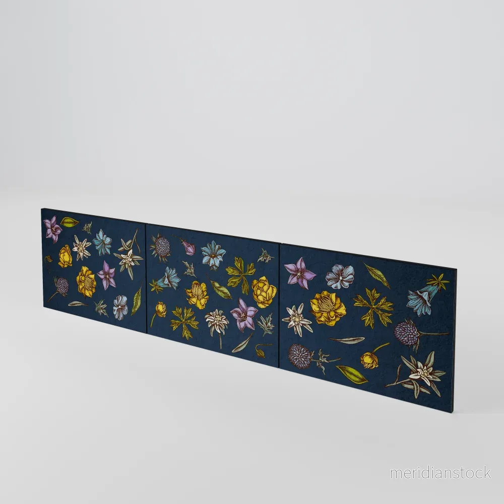 FLOWERS ON NAVY BLUE Luckset med 3 dörrar till TV-bänk - Bild 2