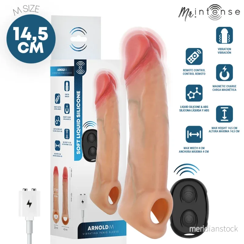 MR INTENSE - ARNOLD M VIBRATOR SILICONE PENIS SLEEVE WITH REMOTE CONTROL 14.5 CM -Ø- 4 CM