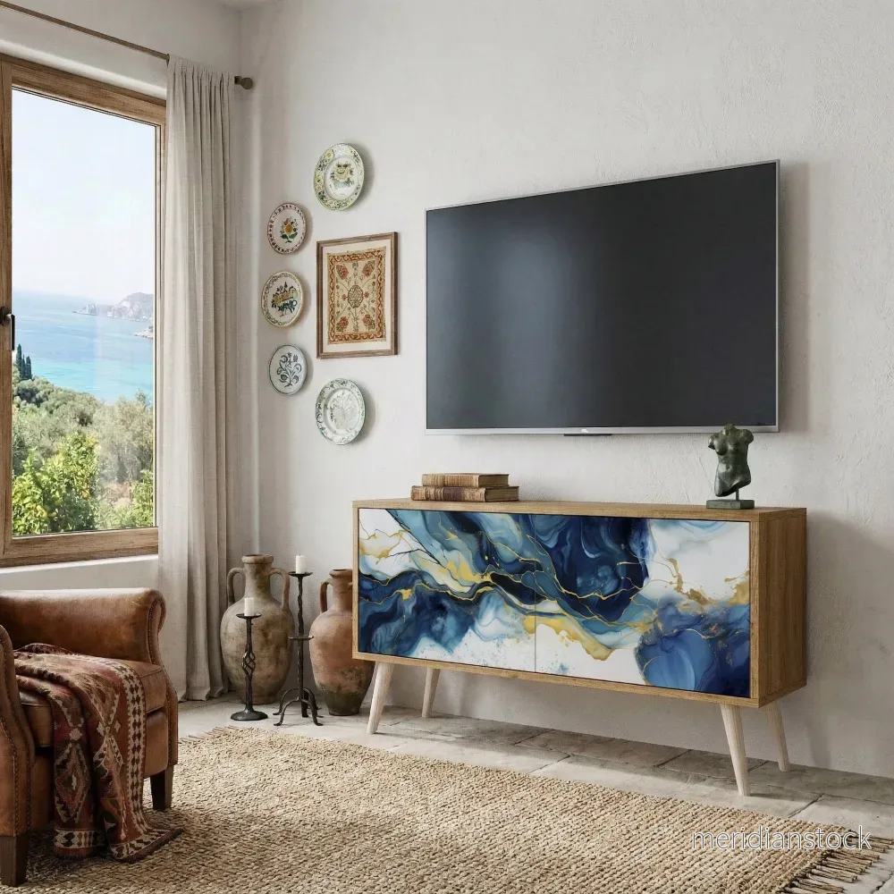 INKY MARBLE Kompakt TV-bänk med 2 dörrar - Bild 3