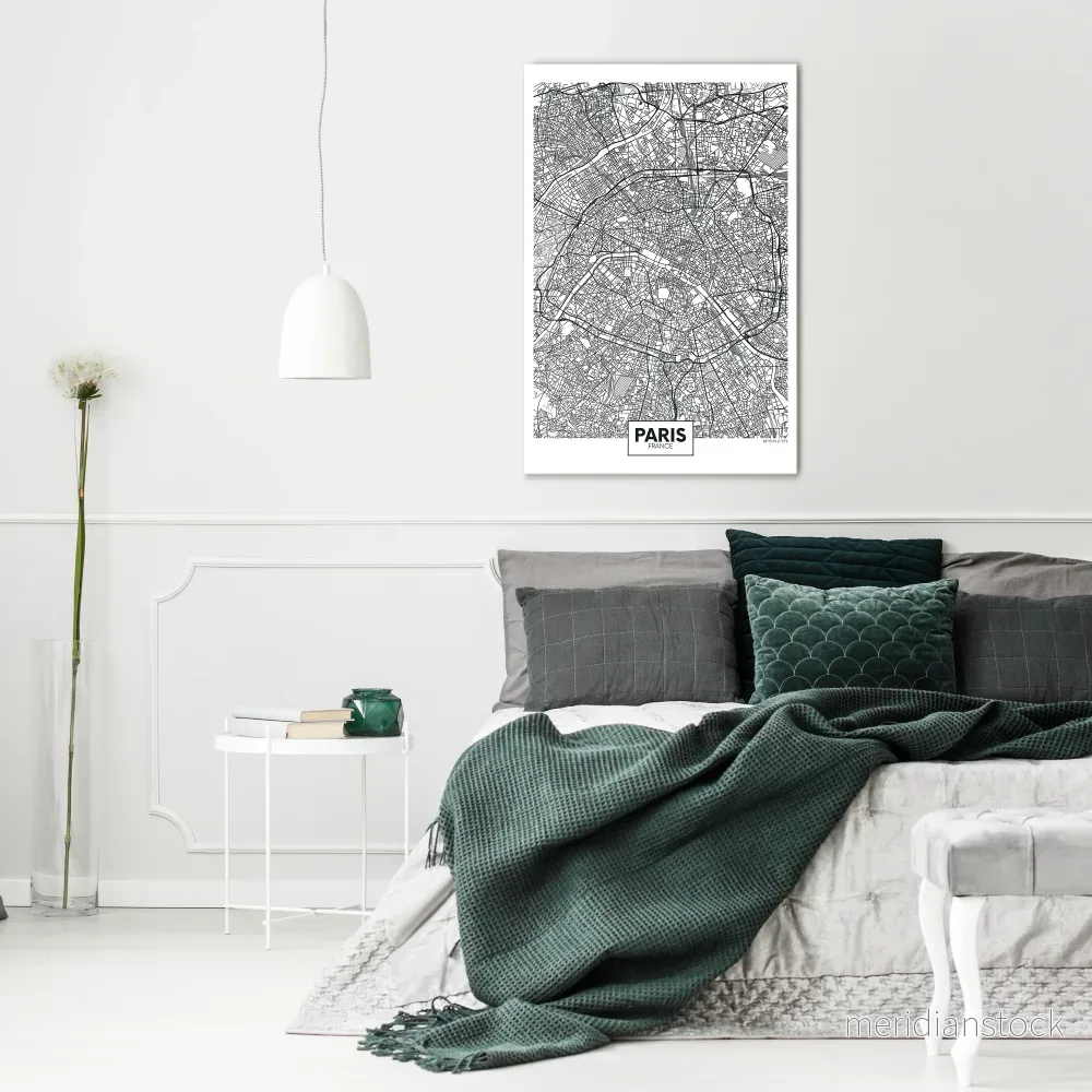 PARIS TOWN PLAN Vertical Canvas Print PARIS TOWN PLAN Vertical Canvas Print