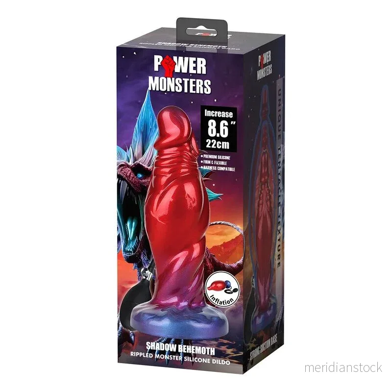 POWER MONSTERS - SHADOW BEHEMOTH BICOLOR INFLATABLE FANTASY SILICONE DILDO 22 CM Ø 5 CM - Bild 2