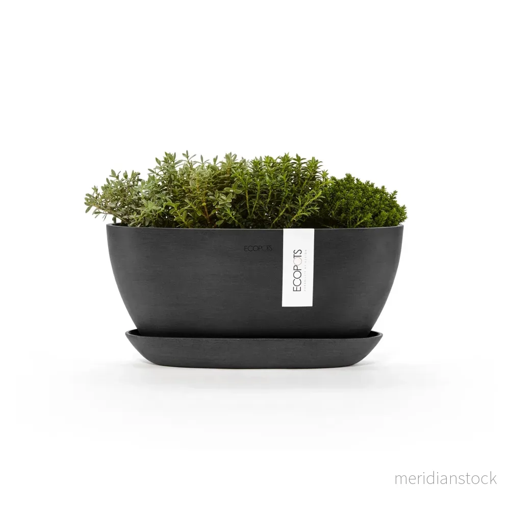 Kruka Sofia 30cm mörkgrå & krukfat - Bild 3