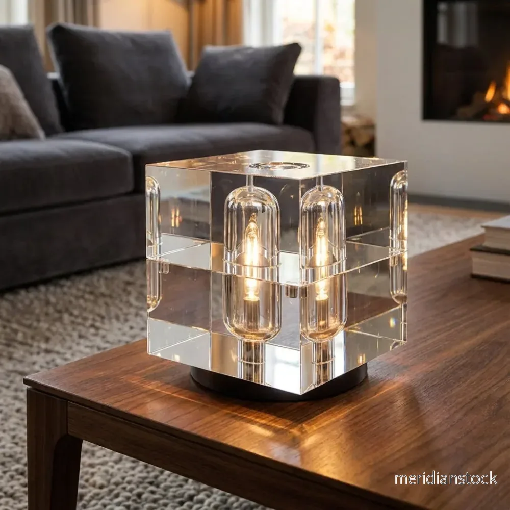 Modern kubformad bordslampa – Crystalix