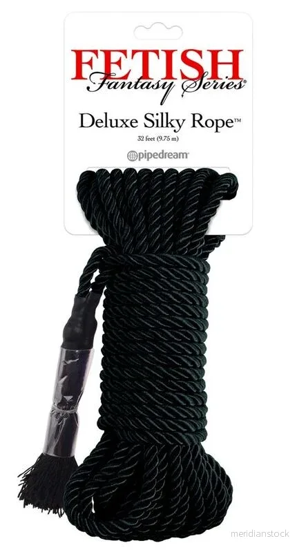 FETISH FANTASY SERIES - BLACK DELUXE SILK ROPE 9.75 M