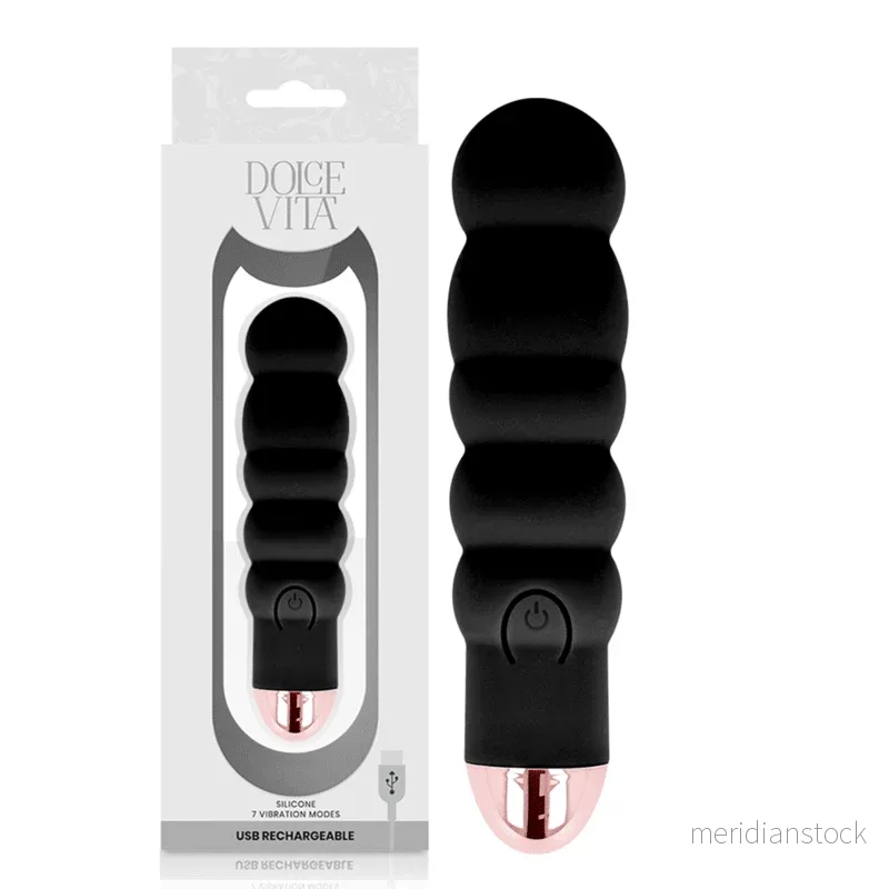 DOLCE VITA - RECHARGEABLE VIBRATOR SIX BLACK 7 SPEEDS - Bild 3