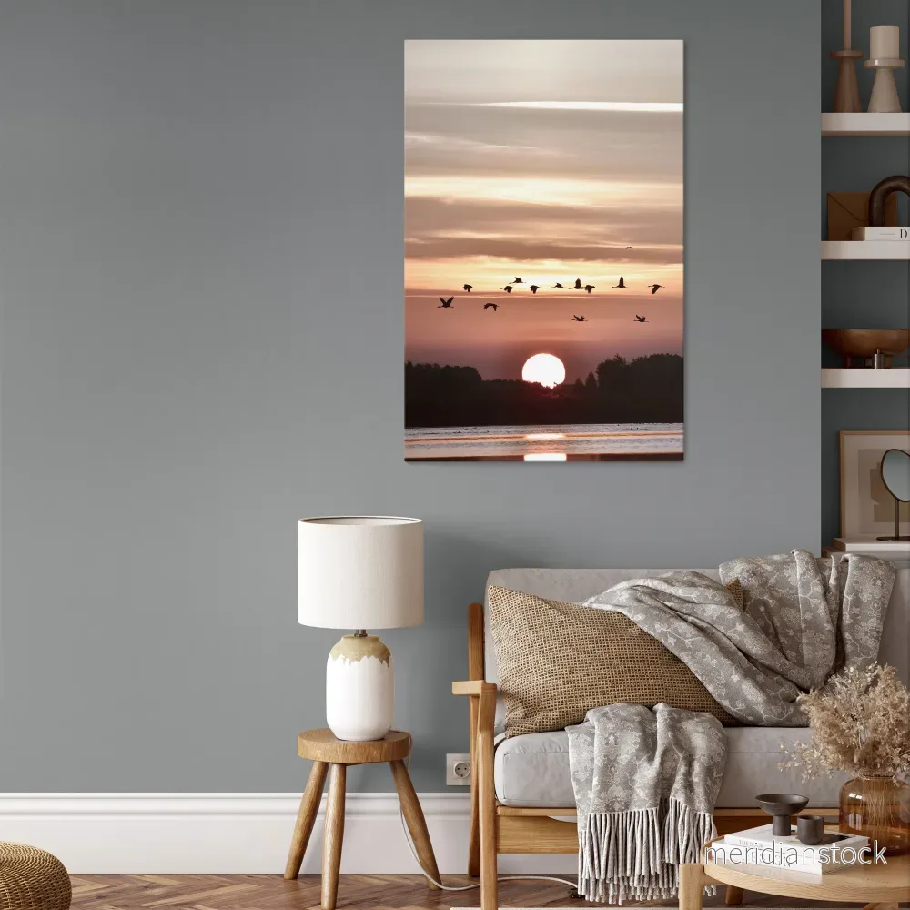 SUNSET FLIGHT SYMPHONY Vertical Canvas Print