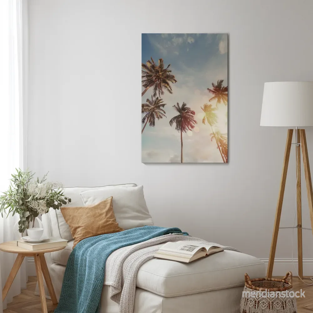 WHISPERING PALM LEAVES Vertical Canvas Print