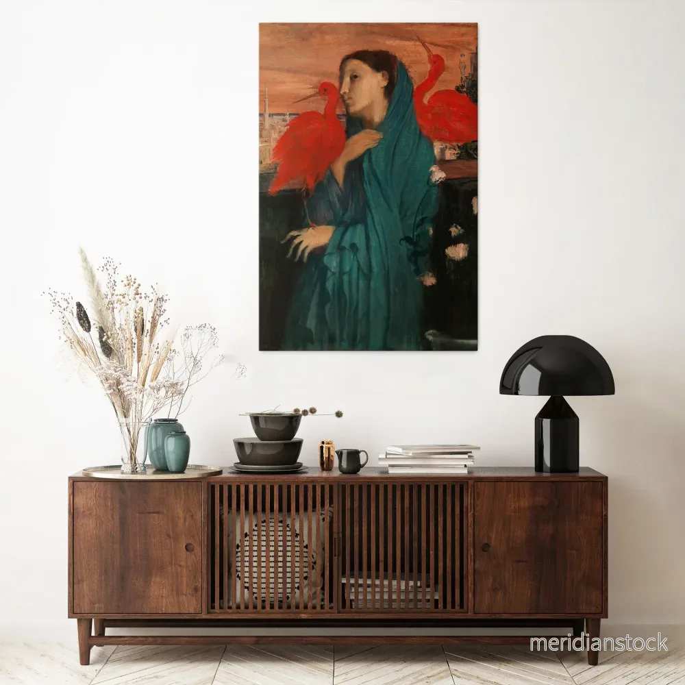 YOUNG WOMAN WITH IBIS Vertical Canvas Print - Bild 2