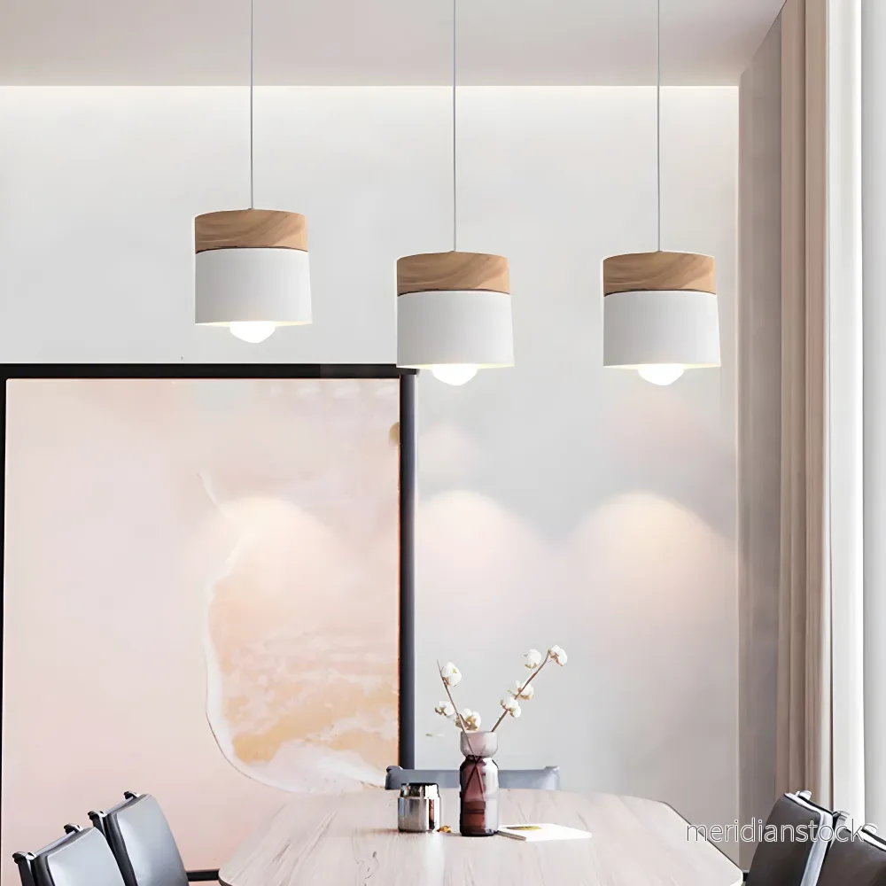 Pendellampa mini macaron – taklampa med trätopp i loftstil - Bild 2
