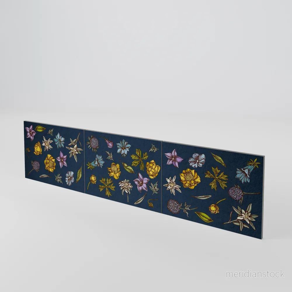 FLOWERS ON NAVY BLUE Luckset med 3 dörrar till TV-bänk - Bild 3