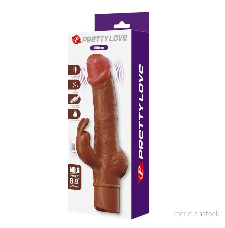 PRETTY LOVE - ELLISON REALISTIC RABBIT VIBRATOR 22.6 CM Ø 4.2 CM BROWN - Bild 3
