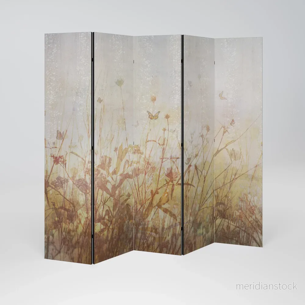 MEADOW BUTTERFLIES Dekorativ rumsavdelare – 5 paneler