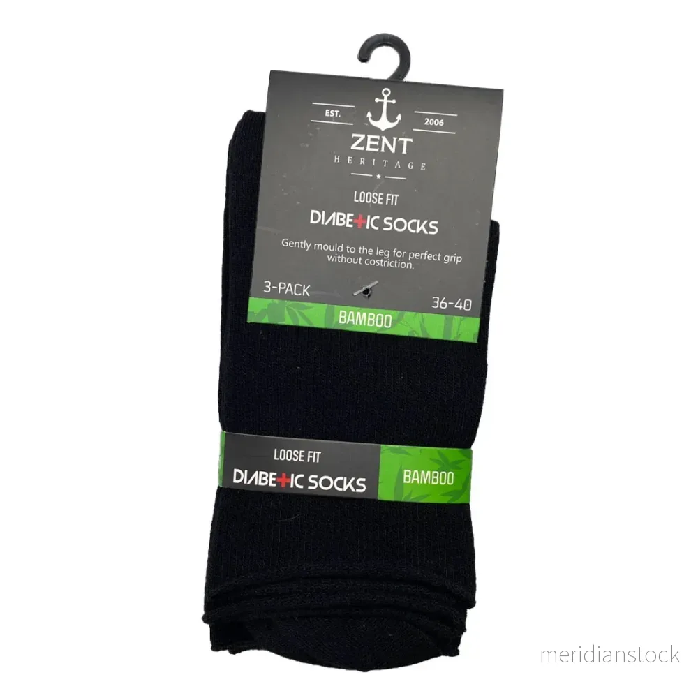 Diabetesstrumpa i bambu svart 3-pack Diabetesstrumpa i bambu svart 3-pack
