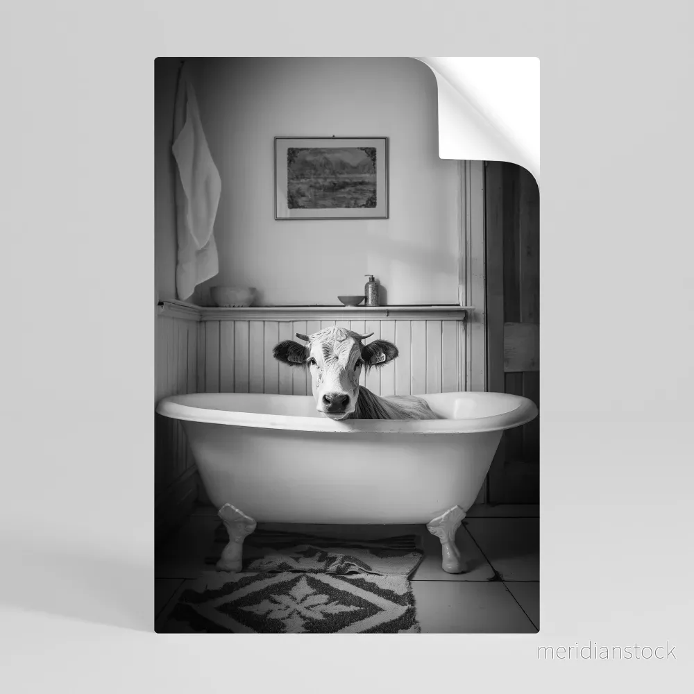 COW IN RELAXATION Självhäftande Vertikal Poster - Bild 3