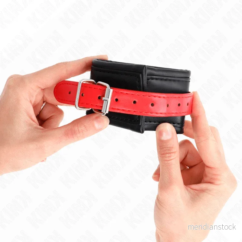 KINK - WRIST RESTRAINTS BLACK WITH RED BELT ADJUSTABLE 17-28 CM X 6 CM - Bild 3