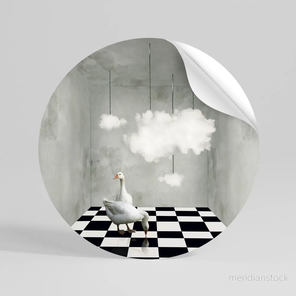 CHESS CLOUD SWAN Rund väggdekal - Bild 3