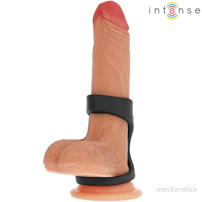 INTENSE - THEO DOUBLE SILICONE PENIS RING BLACK MODEL 3 - Bild 3