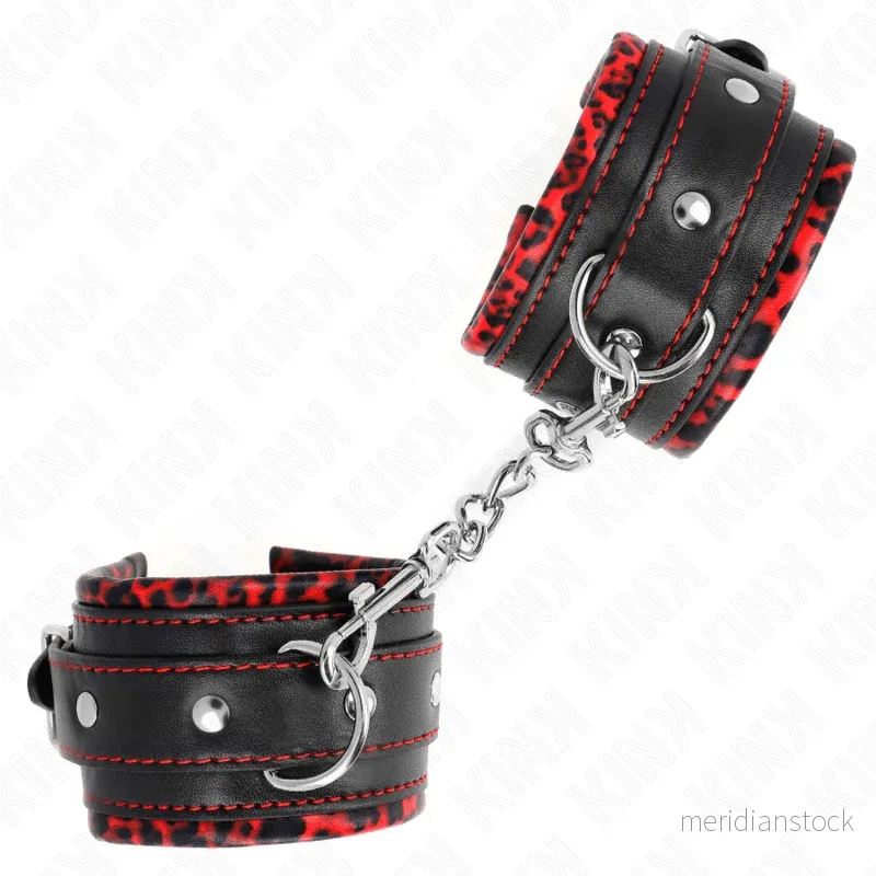KINK - FUR LINED WRIST RESTRAINTS RED / BLACK ADJUSTABLE 17-29 CM X 6 CM - Bild 2