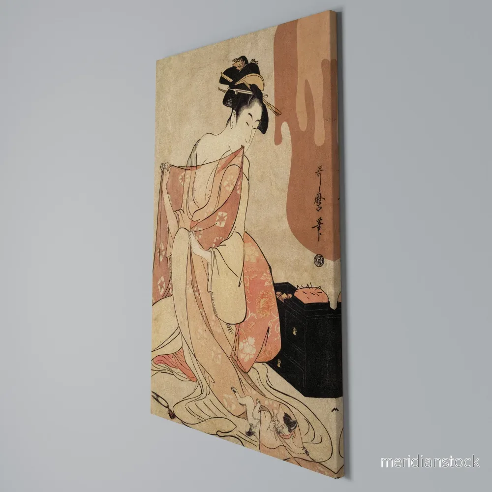 WOMAN, CAT AND EXTRA BROWN Vertical Canvas Print - Bild 3