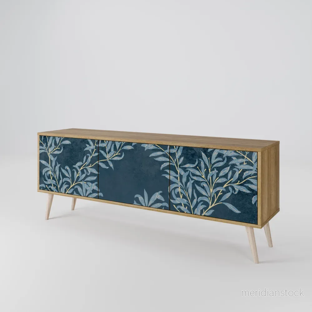 BLUE LEAVES TV-bänk med 3 dörrar
