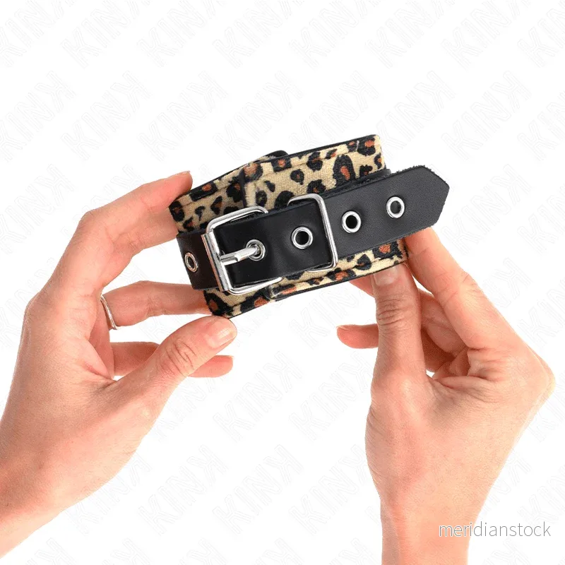 KINK - LEOPARD REAL LEATHER WRIST RESTRAINT ADJUSTABLE 18-29 CM X 5.5 CM - Bild 3