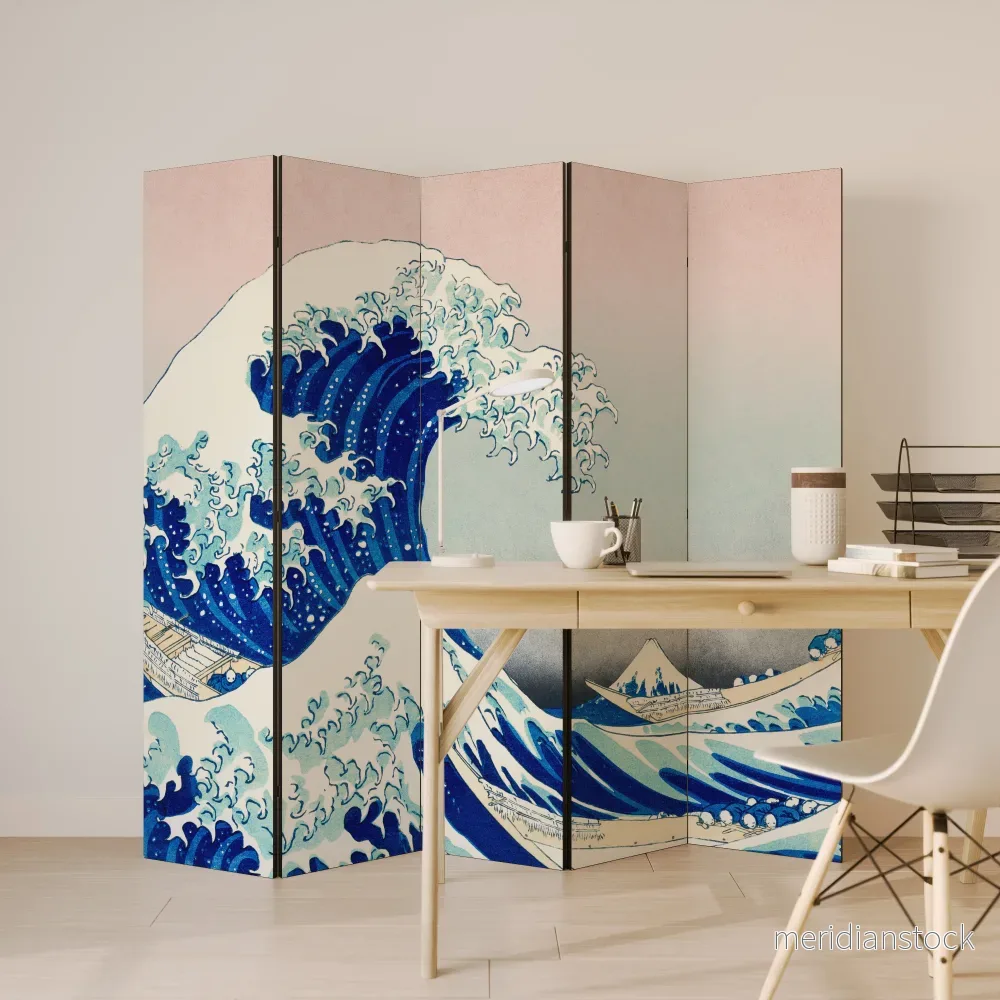 THE GREAT WAVE Dekorativ rumsavdelare – 5 paneler - Bild 3