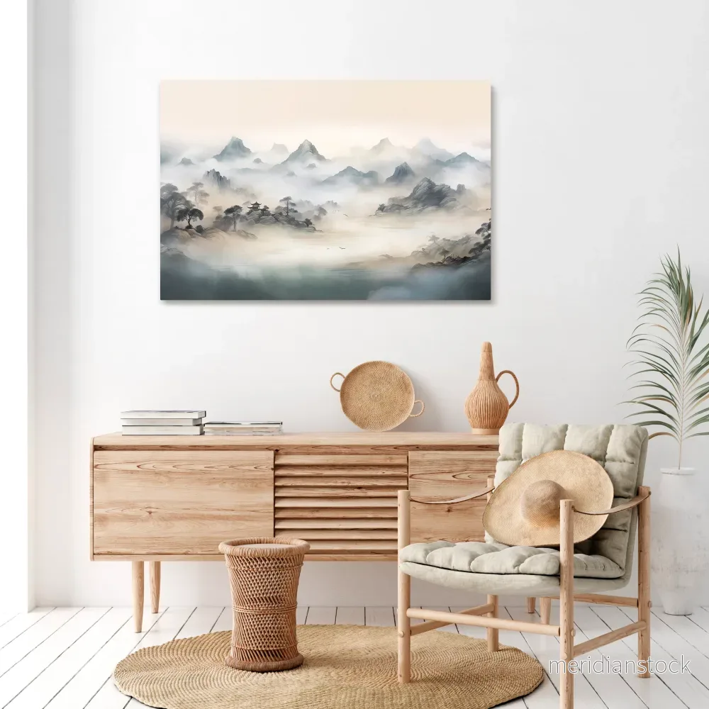 HIDDEN TEMPLE MIST Horizontal Canvas Print