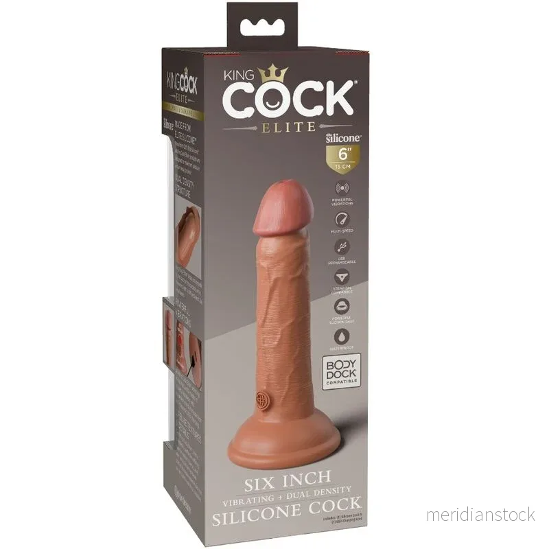 KING COCK - ELITE REALISTIC DILDO VIBRATING & SILICONE 15.2 CM CARAMEL - Bild 2