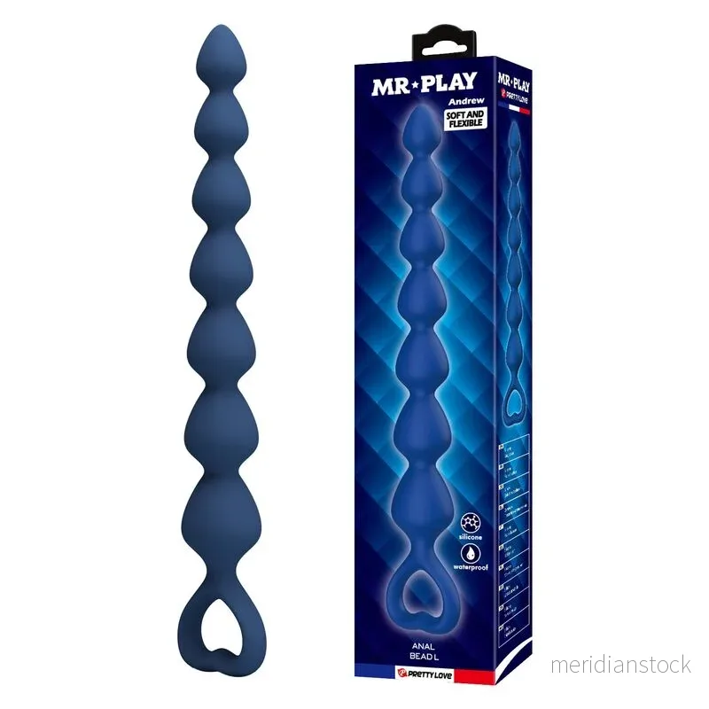 MR PLAY - BLUE SILICONE ANAL BEADS & ANAL PLUG 26.7 CM