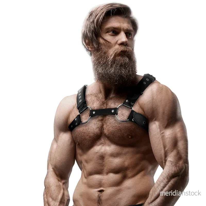 FETISH SUBMISSIVE ATTITUDE - MENS ECO-LEATHER CHEST HARNESS WITH STUDS - Bild 3