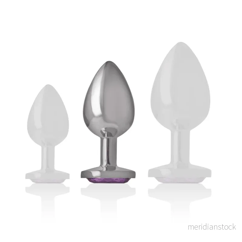 INTENSE - ALUMINUM METAL ANAL PLUG WITH VIOLET CRYSTAL SIZE M
