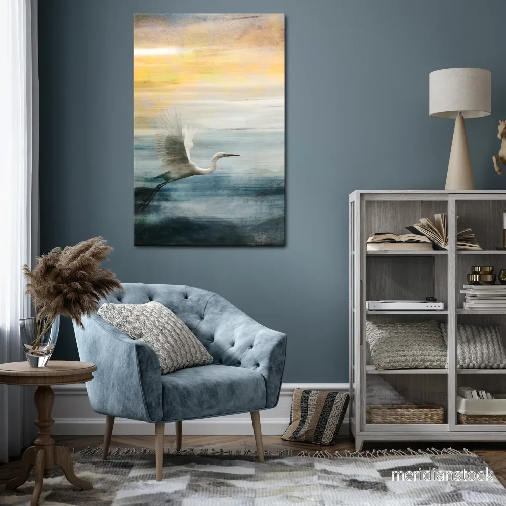 HERON IN FLY Vertical Canvas Print - Bild 2
