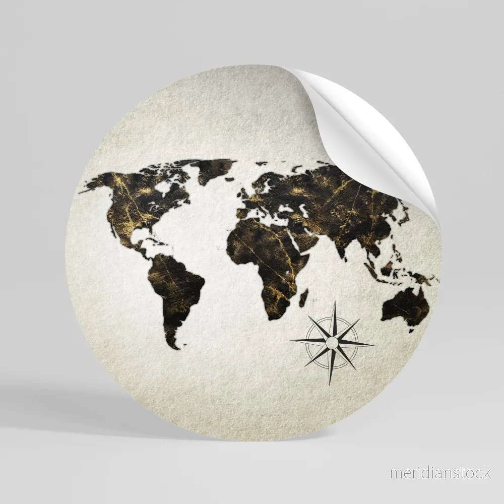 GOLDEN LINES GLOBE Rund väggdekal - Bild 3