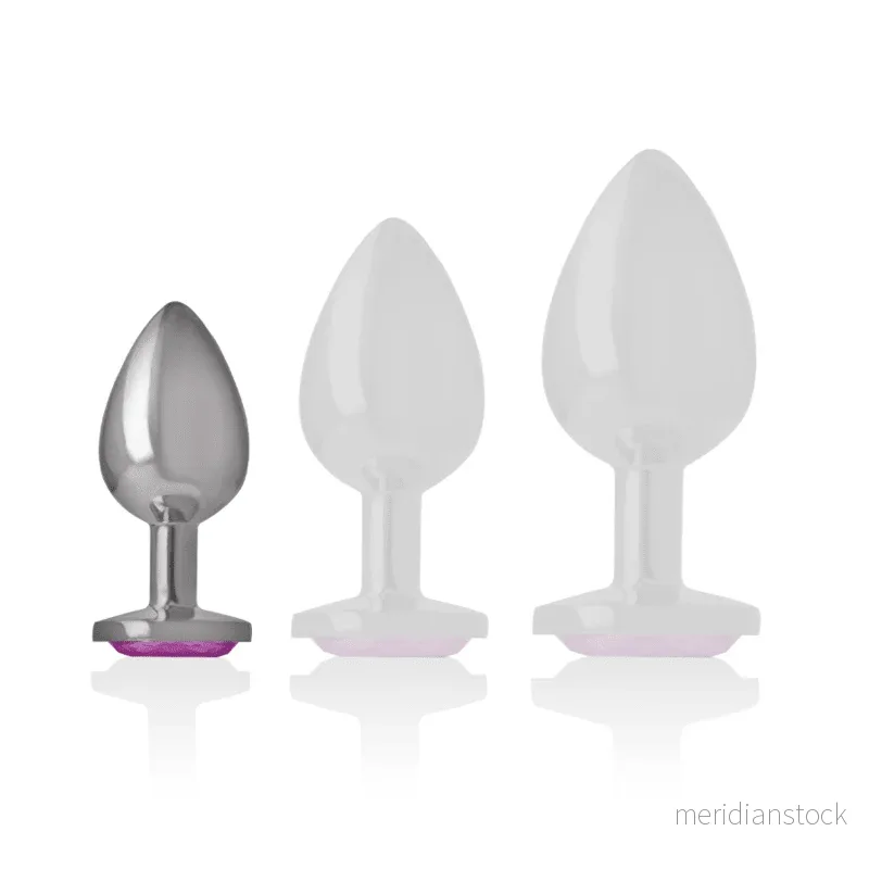 INTENSE - ALUMINUM METAL ANAL PLUG WITH PINK CRYSTAL SIZE S - Bild 2