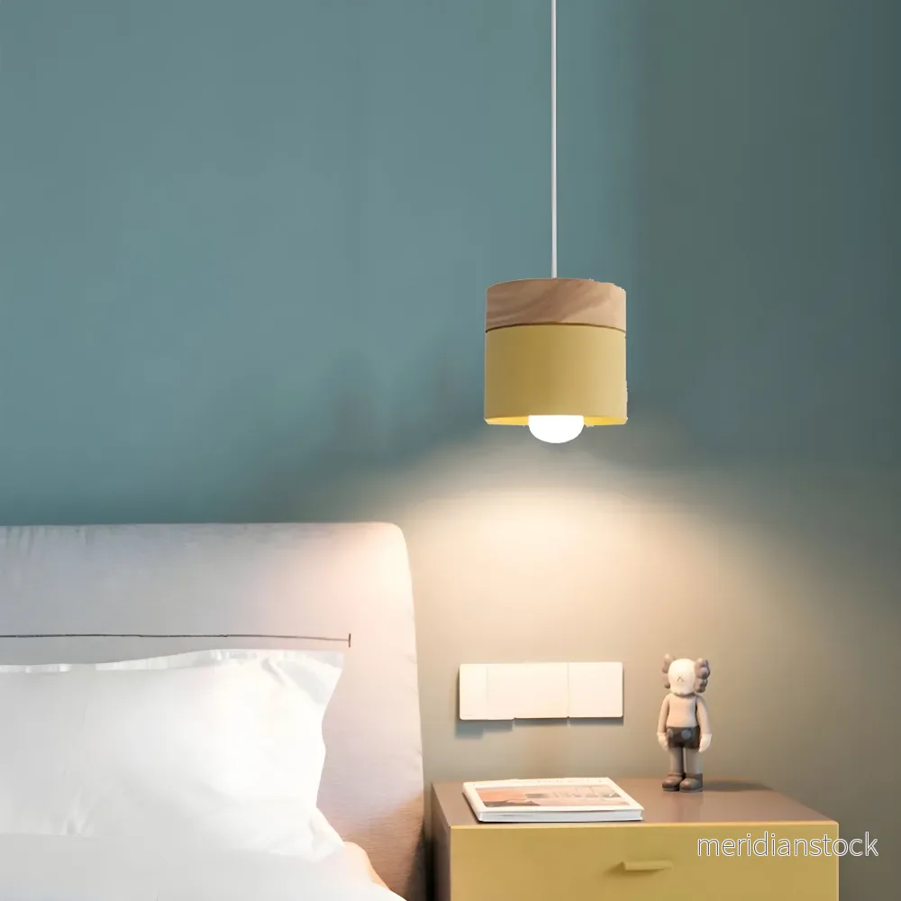 Pendellampa mini macaron – taklampa med trätopp i loftstil