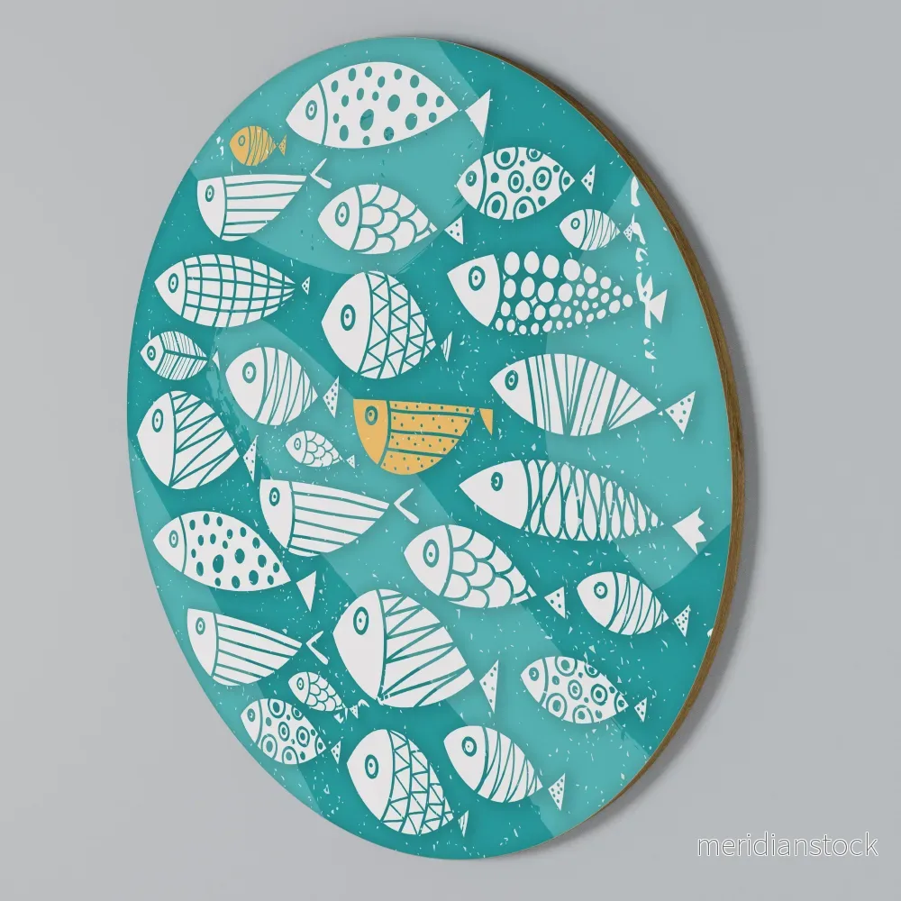 FISHY FOLK ART Rund väggdekor FISHY FOLK ART Rund väggdekor