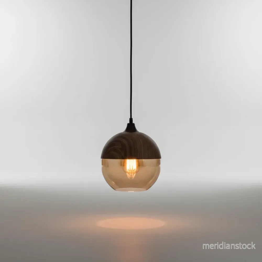Skandinavisk trä- och glashänglampa - ScandiSphere - Bild 2
