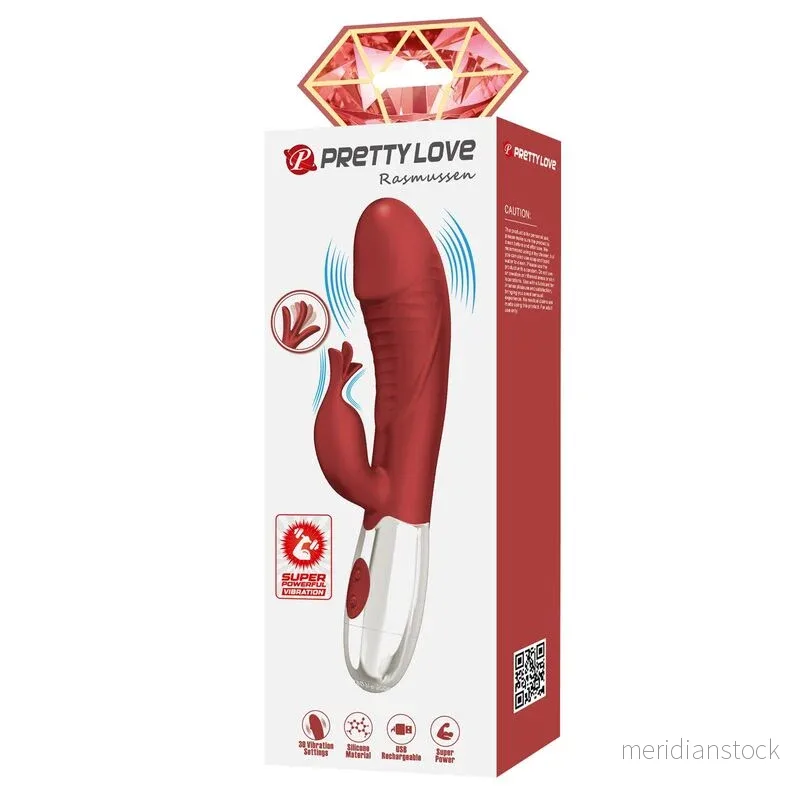 PRETTY LOVE - ROSEWOOD RABBIT VIBRATOR 30 FUNCTIONS USB RECHARGEABLE RED - Bild 3